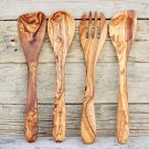 Olive Wood Cooking Utensils Set - 4 Wooden Spoons for Kitchen Olive Wood Cooking Utensils Set - 4 Wooden Spoons for Kitchen