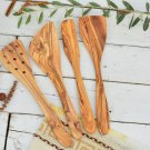 Olive Wood Kitchen Utensil Set - Spatulas  Serving Tools for Mom