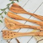 Olive Wood Kitchen Utensil Set - Spatulas  Serving Tools for Mom