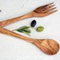 Olive Wood Utensil Set - Spoon and Fork for Cooking and Salad Mixing