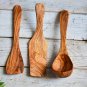 Olive Wood Utensil Set - Spatula Ladle Tart Spatula - Kitchen Gift