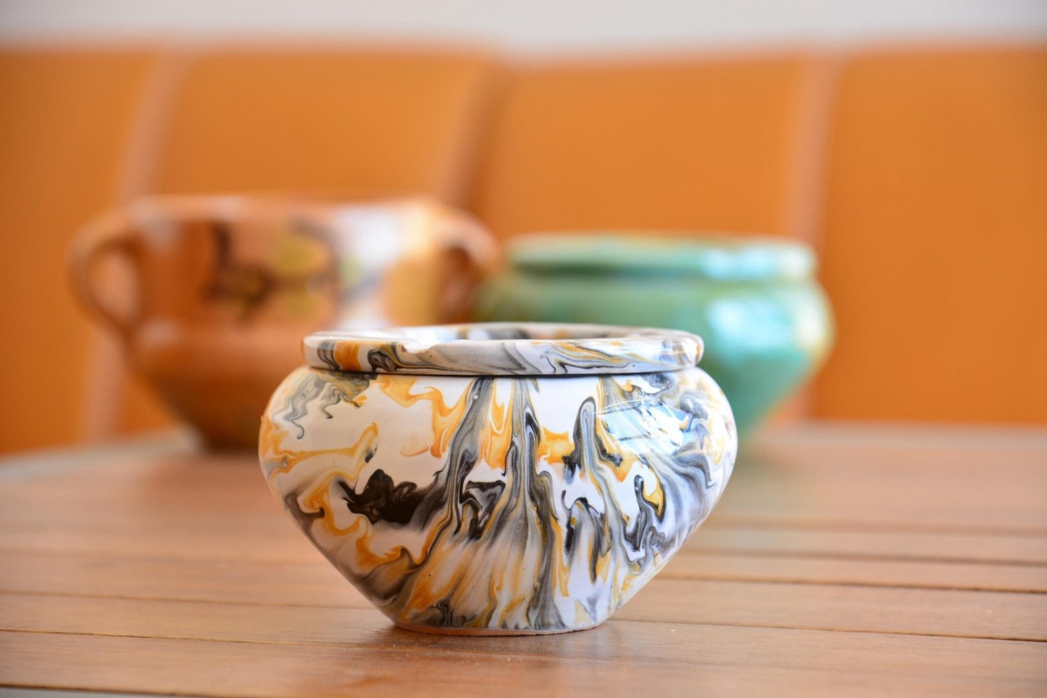 Moroccan Ceramic Ashtray - Marble  Berber Design