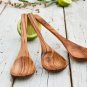 Olive Wood Spoon Set - Rustic 7 Kitchen Utensils for Cooking Serving