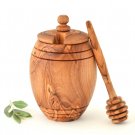 Olive Wood Honey Pot with Dipper - Rustic Wedding Gift Olive Wood Honey Pot with Dipper - Rustic Wedding Gift