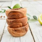 Olive Wood Mini Bowl Set - Hand-Turned Spice Salt Bowls