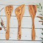 Rustic Olive Wood Spatula Set - 3-Piece Wooden Kitchen Utensils