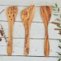 Rustic Olive Wood Spatula Set - 3-Piece Wooden Kitchen Utensils