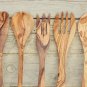 Olive Wood Utensils Set - Rustic Kitchen Tools Wedding  Christmas Gift