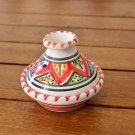 Terracotta Clay Moroccan Style Tagine Red & White, Ceramic Handpainted Lead Free