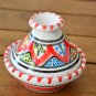 Terracotta Clay Moroccan Style Tagine Red & White, Ceramic Handpainted Lead Free