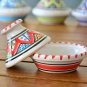 Terracotta Clay Moroccan Style Tagine Red & White, Ceramic Handpainted Lead Free