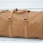 Personalized Light Brown Leather Duffel Bag - Engraved Weekend Luggage