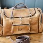 Personalized Light Brown Leather Duffel Bag - Groomsmen Weekend Travel Gift