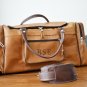 Personalized Light Brown Leather Duffel Bag - Groomsmen Weekend Travel Gift