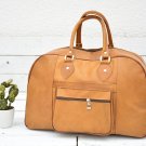 Light Brown Leather Weekender Duffel Bag - Unisex Travel Luggage