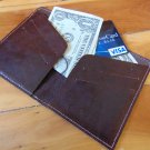 Brown Cowhide Leather Wallet - Slim Front Pocket Credit Card Holder for Men