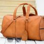 Personalized Light Brown Leather Duffel Bag - Travel Weekender Gift