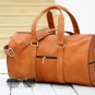 Personalized Light Brown Leather Duffel Bag - Travel Weekender Gift