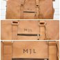 Personalized Light Brown Leather Duffel Bag - Travel Weekender Gift