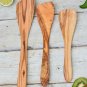Olive Wood Spatula Set - Wooden Kitchen Utensils Set of 3