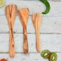 Olive Wood Spatula Set - Wooden Kitchen Utensils Set of 3