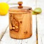 Olive Wood Spice Box - Canister for Salt Sugar Pepper Coffee Tea