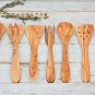Olive Wood Utensil Set - Wooden Kitchen Spoons for Christmas Gifts