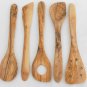 Olive Wood Kitchen Utensil Set - 5 Cooking Tools Ideal Christmas Gift