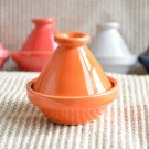 Handpainted Orange Ceramic Tagine - Lead-Free Moroccan Minimalist Spice Holder