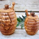 Bee Hive Honey Jar - Wooden Honey Keeper Pot Container Bee Hive Honey Jar - Wooden Honey Keeper Pot Container