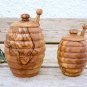 Bee Hive Honey Jar - Wooden Honey Keeper Pot Container