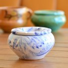 Moroccan Ceramic Ashtray - White  Blue Marble Design Unique Christmas Gift