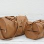 Light Brown Leather Duffel Bag - Personalized Weekend Travel Gift