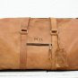 Light Brown Leather Duffel Bag - Personalized Weekend Travel Gift