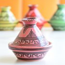Handpainted Pink Clay Tagine - Moroccan Ceramic Spice Holder