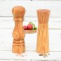 Olive Wood Salt  Pepper Mill Set - Rustic Spice Grinders for Kitchen Decor