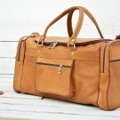 Personalized Light Brown Leather Duffle Bag - Groomsmen  Holiday Gift