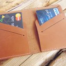 Personalized Light Brown Leather Wallet - Minimalist Credit Card Holder