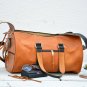 Light Brown Leather Duffel Bag - Vintage Style Weekend Bag