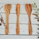 Olive Wood Spatula Set - Rustic Wooden Kitchen Utensils 3 Piece Olive Wood Spatula Set - Rustic Wooden Kitchen Utensils 3 Piece