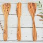 Olive Wood Spatula Set - Rustic Wooden Kitchen Utensils 3 Piece