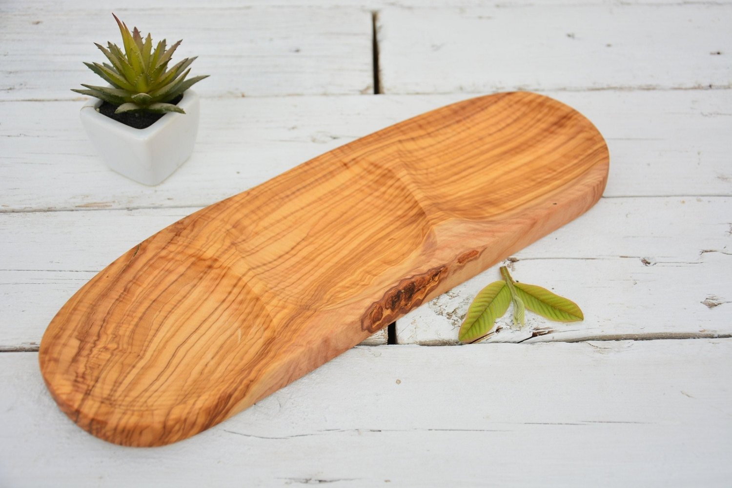 Olive Wood Serving Plate - Handcrafted Rustic Dish