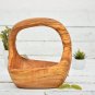 Olive Wood Fruit Bowl - Rustic Serving Basket with Handle