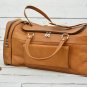 Personalized Light Brown Leather Duffel Bag - Travel Weekend Bag