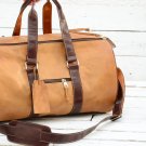 Vintage Light Brown Leather Duffel Bag - Weekend Travel  Gift Bag