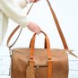 Vintage Light Brown Leather Duffel Bag - Weekend Travel Gift Bag