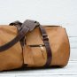 Vintage Light Brown Leather Duffel Bag - Weekend Travel Gift Bag