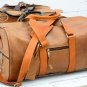Light Brown Leather Duffel Bag - Vintage Weekend Luggage Personalized Gift