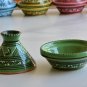 Moroccan Style Terracotta Tagine - Handpainted Lead-Free Green  Black Spice Bowl