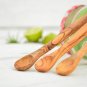 Olive Wood Mini Spice Spoon Set - 3 Wooden Scoops for Salt Coffee Sugar